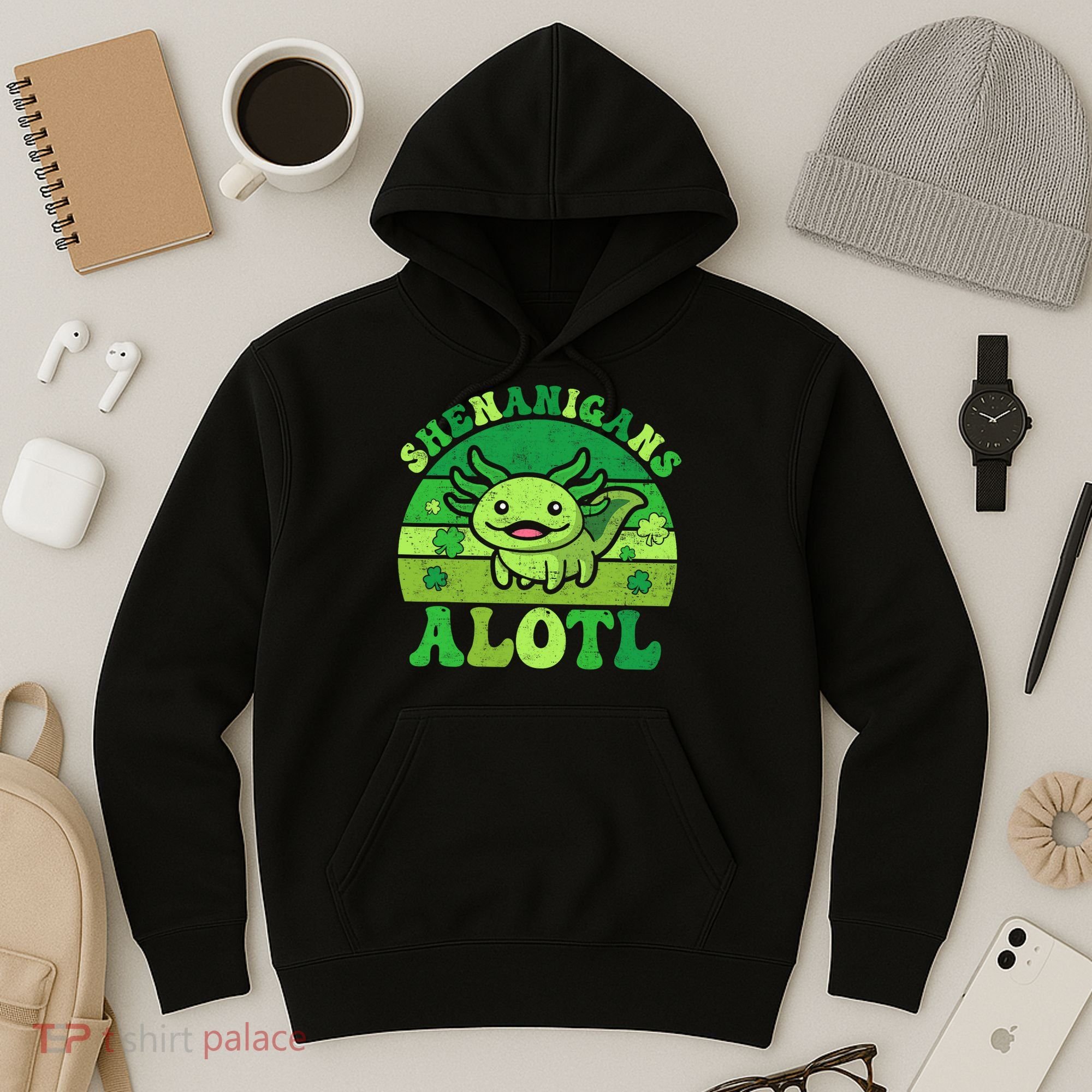 Axolotl St Patricks Day Alotl Shenanigans Hoodie