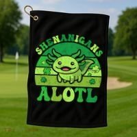 Axolotl St Patricks Day Alotl Shenanigans Golf Towel thumb 1