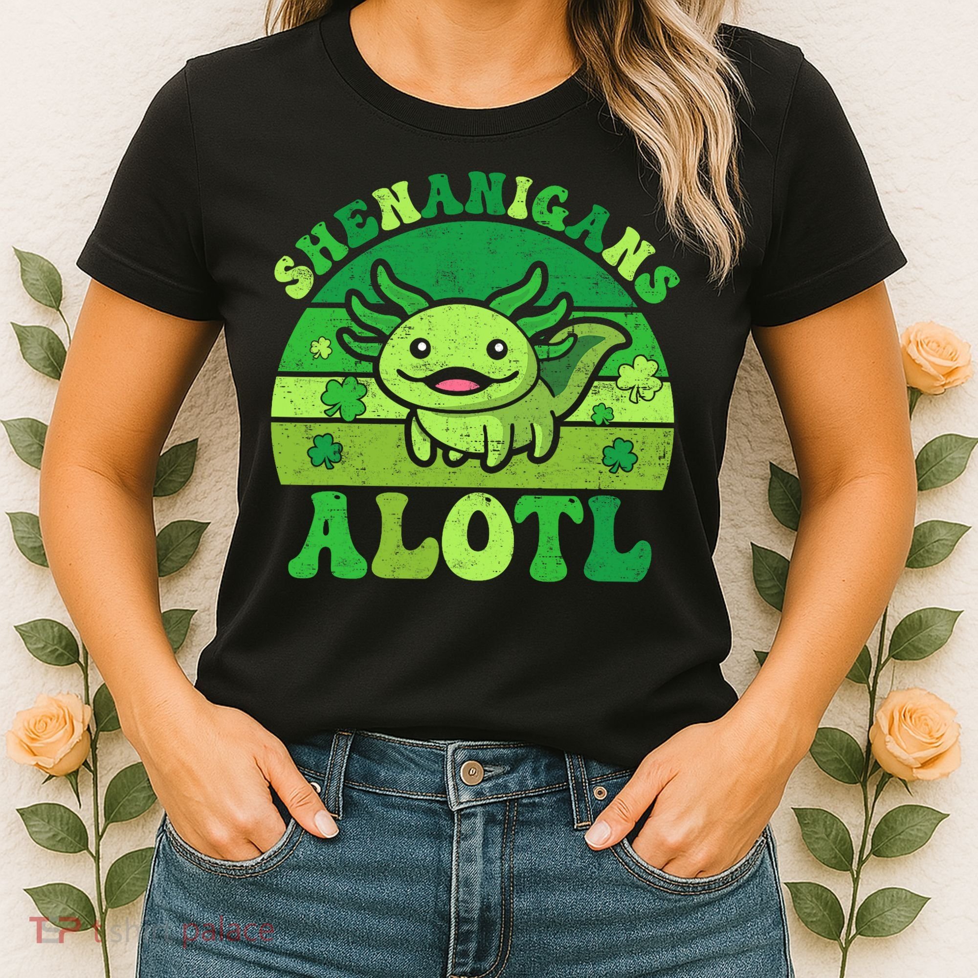 Axolotl St Patricks Day Alotl Shenanigans Women's T-Shirt