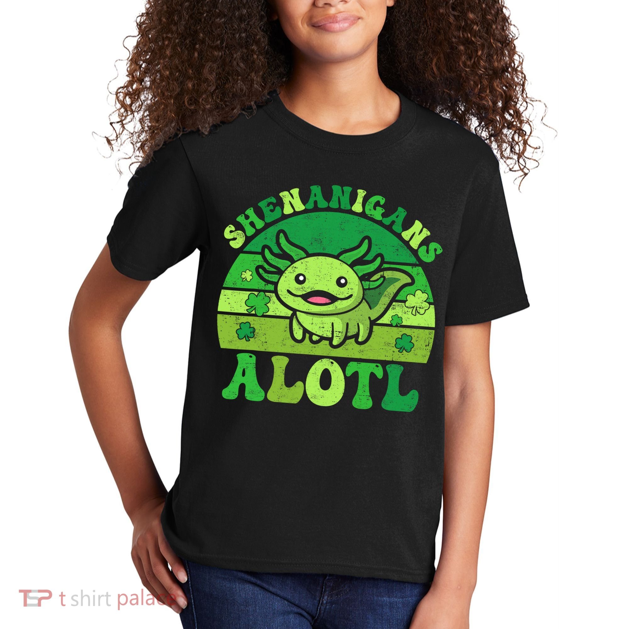Axolotl St Patricks Day Alotl Shenanigans Kids T-Shirt