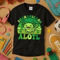 Axolotl St Patricks Day Alotl Shenanigans Kids T-Shirt thumb 3