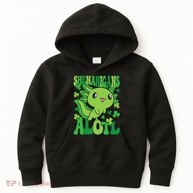 Axolotl St. Patrick's Day Shenanigans Alotl 2 Kids Hoodie