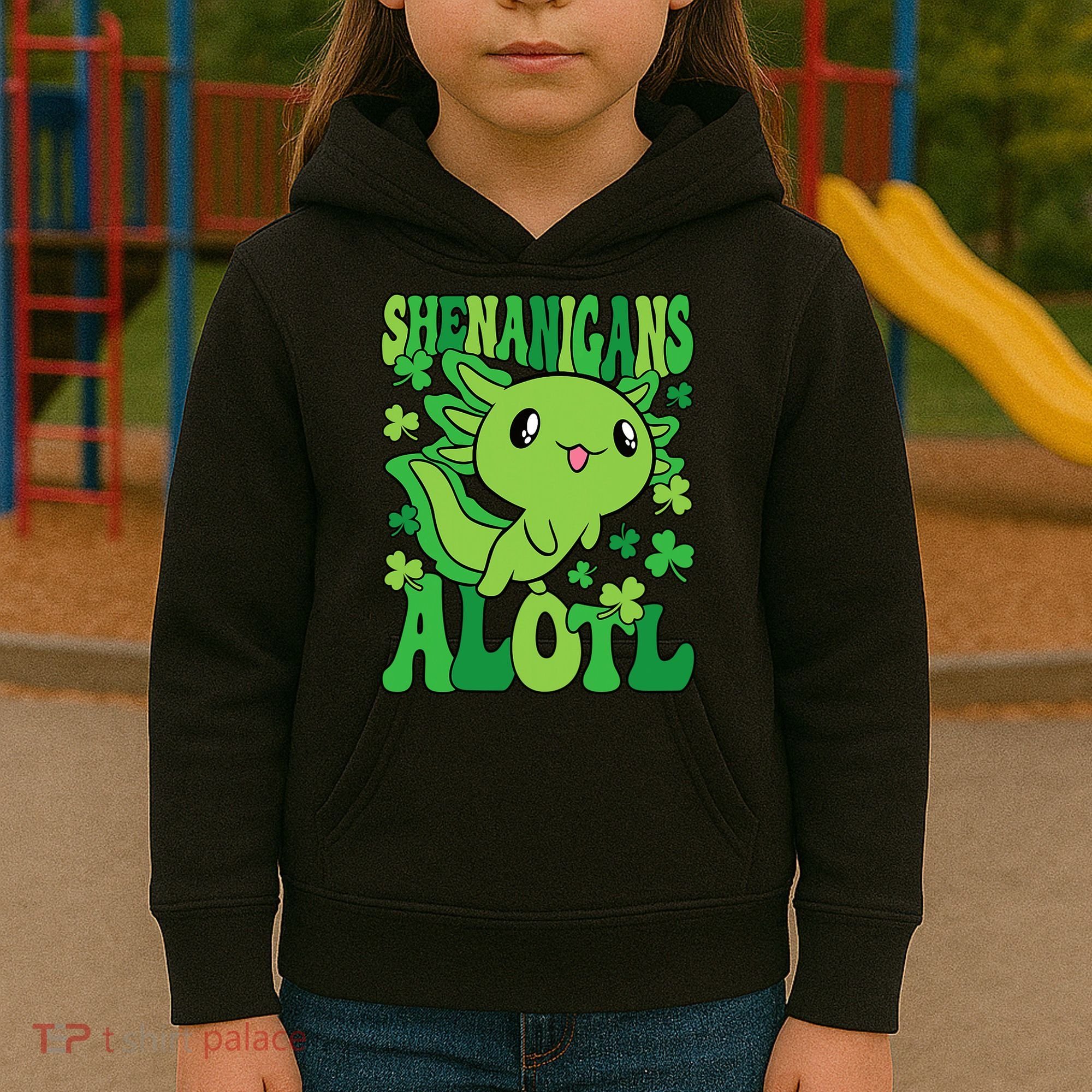 Axolotl St. Patrick's Day Shenanigans Alotl 2 Kids Hoodie