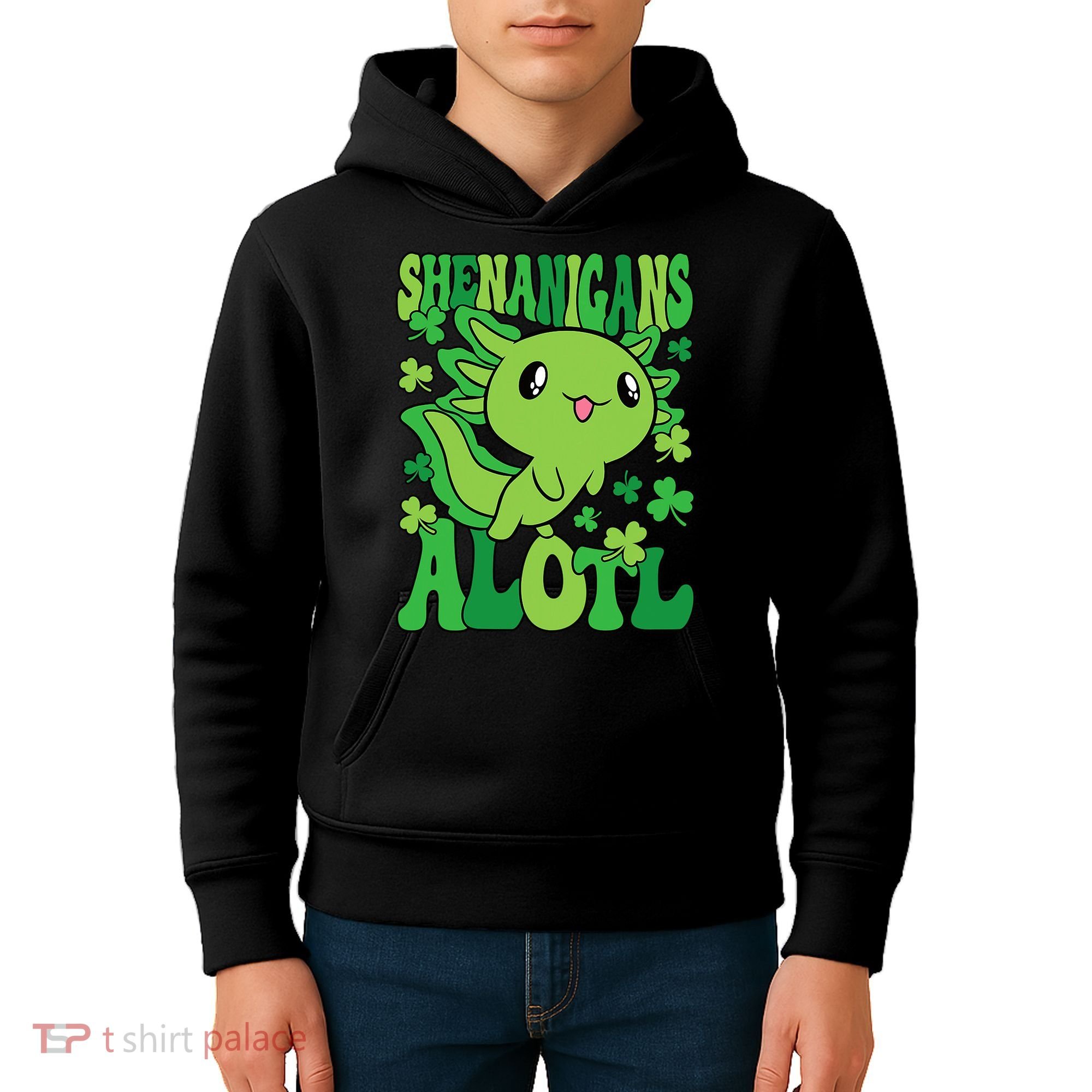 Axolotl St. Patrick's Day Shenanigans Alotl 2 Kids Hoodie