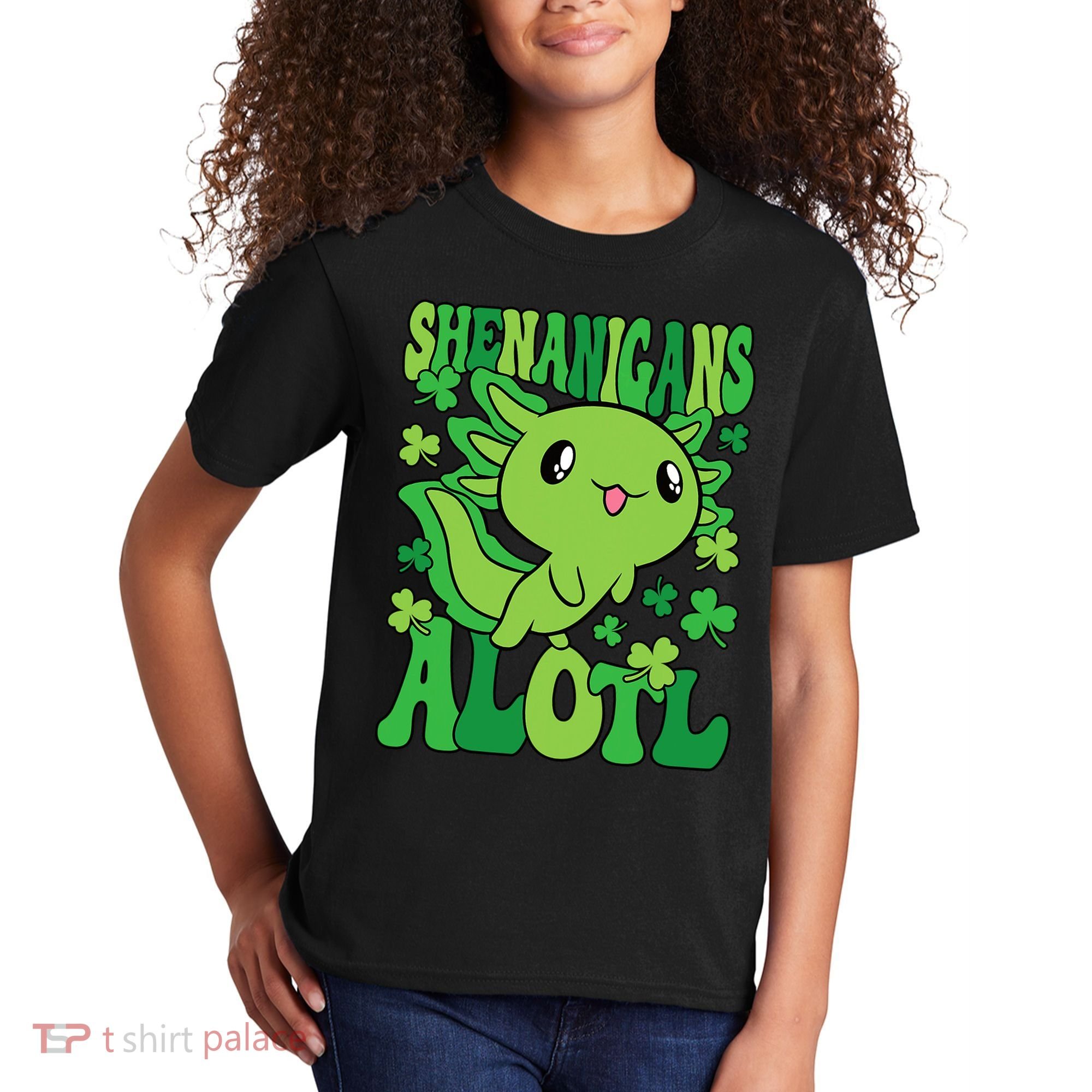 Axolotl St. Patrick's Day Shenanigans Alotl 2 Kids T-Shirt