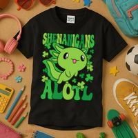 Axolotl St. Patrick's Day Shenanigans Alotl 2 Kids T-Shirt thumb 3