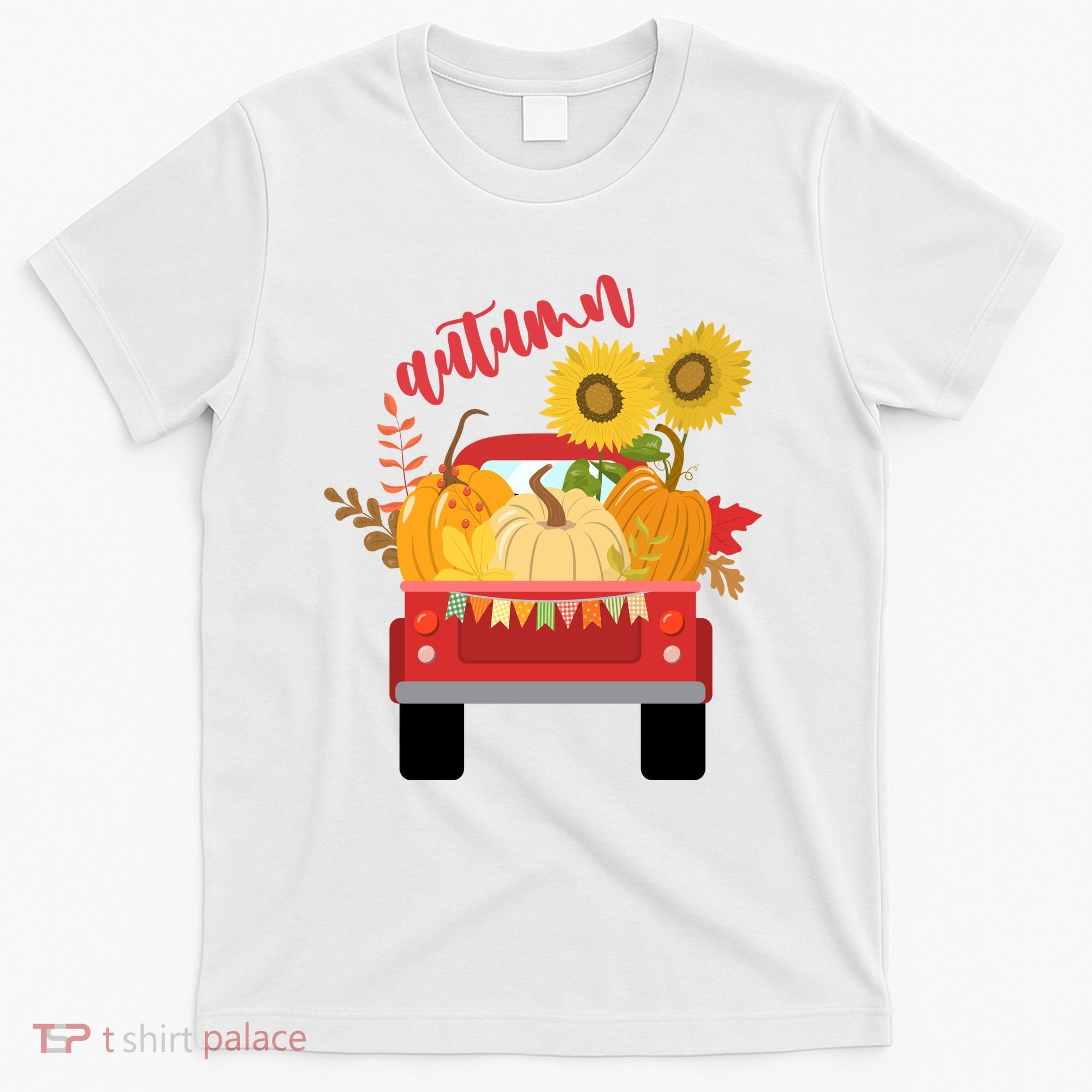 Autumn Sunflower Pumpkin Vintage Truck T-Shirt