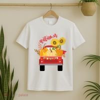 Autumn Sunflower Pumpkin Vintage Truck T-Shirt thumb 2