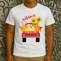 Autumn Sunflower Pumpkin Vintage Truck T-Shirt thumb 3