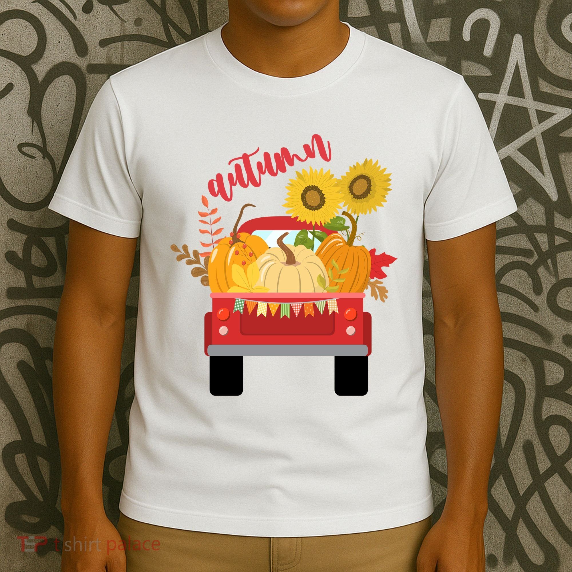Autumn Sunflower Pumpkin Vintage Truck T-Shirt