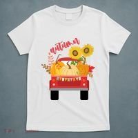Autumn Sunflower Pumpkin Vintage Truck T-Shirt thumb 5