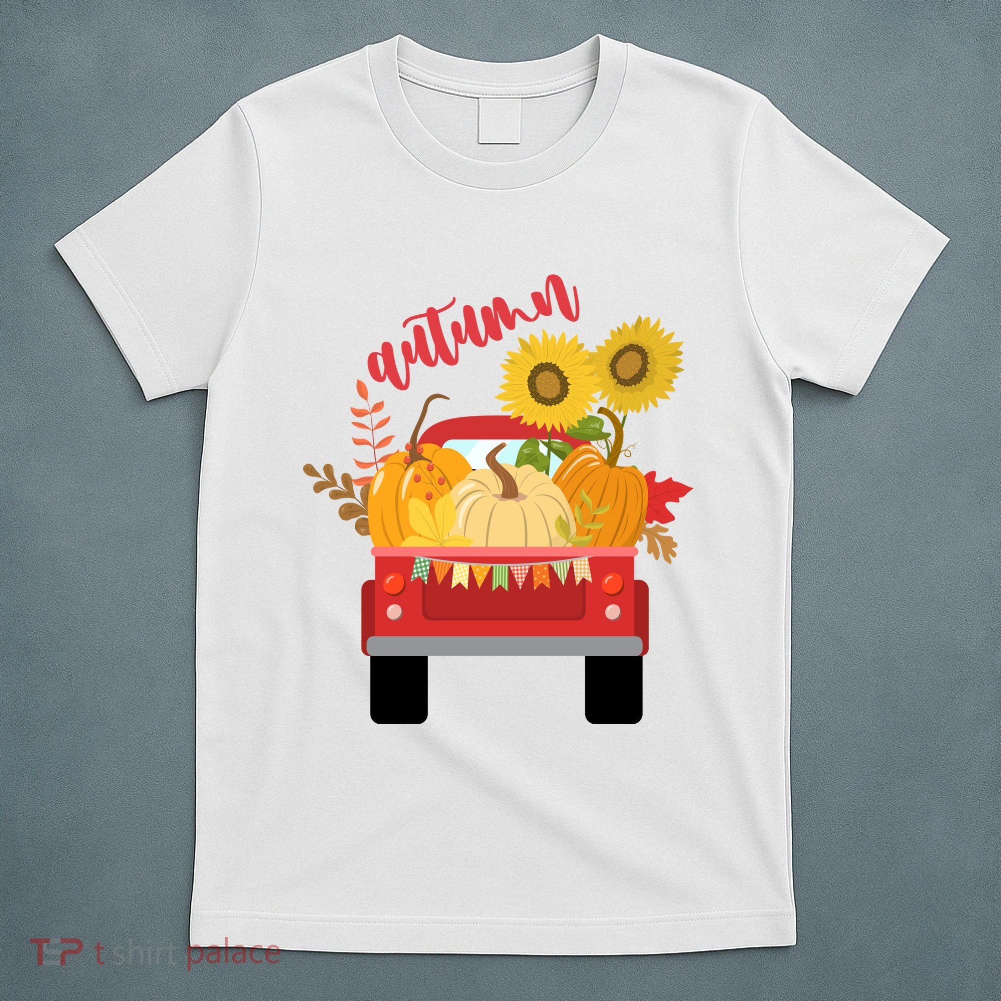 Autumn Sunflower Pumpkin Vintage Truck T-Shirt
