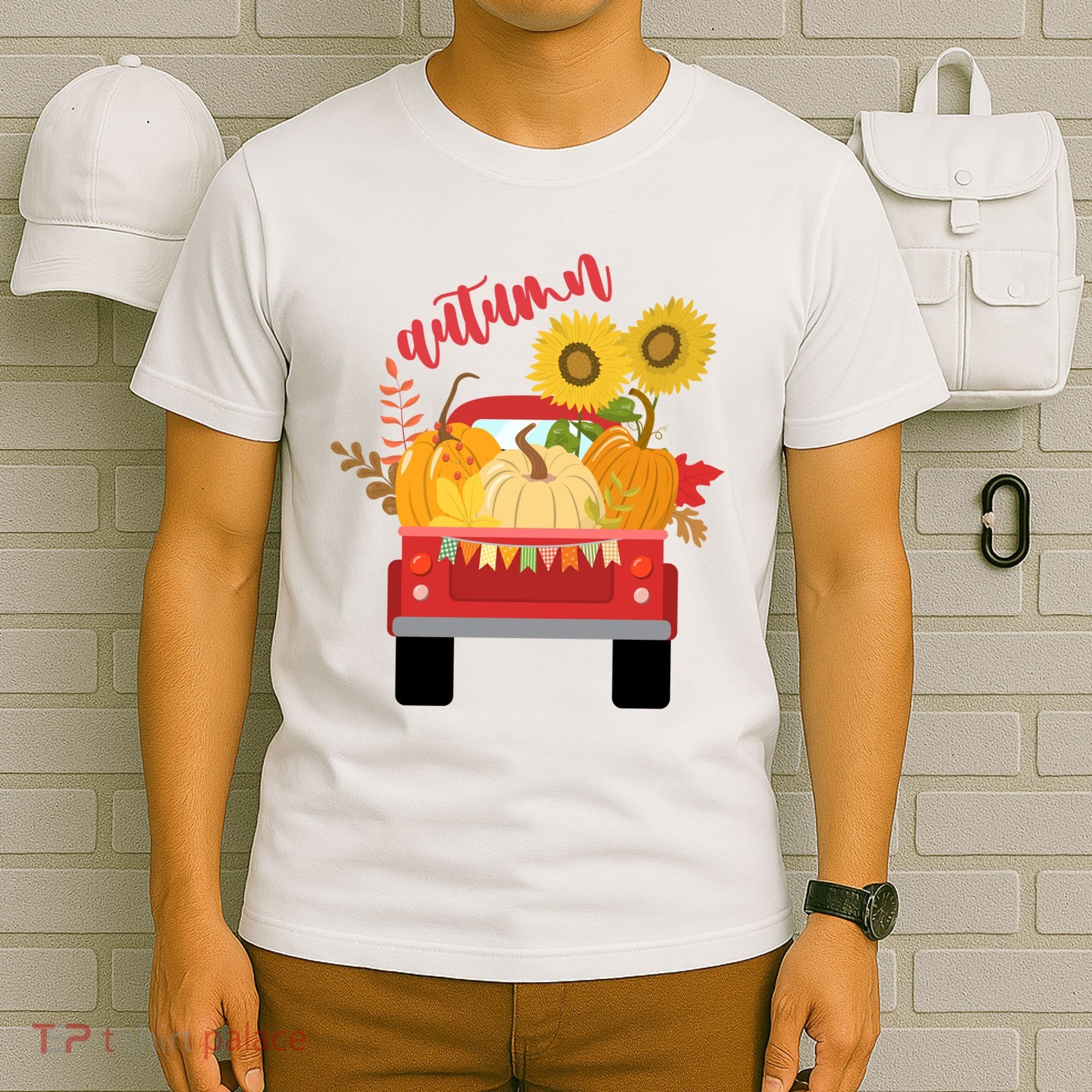 Autumn Sunflower Pumpkin Vintage Truck T-Shirt
