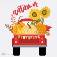 Autumn Sunflower Pumpkin Vintage Truck T-Shirt thumb 7