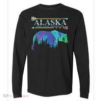 Alaska State Pride Alaska Northern Lights Alaskan Bear Comfort Colors Heavyweight Long Sleeve T-Shirt thumb 0
