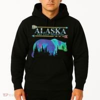 Alaska State Pride Alaska Northern Lights Alaskan Bear Hoodie thumb 2