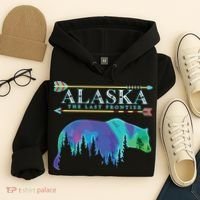 Alaska State Pride Alaska Northern Lights Alaskan Bear Hoodie thumb 4