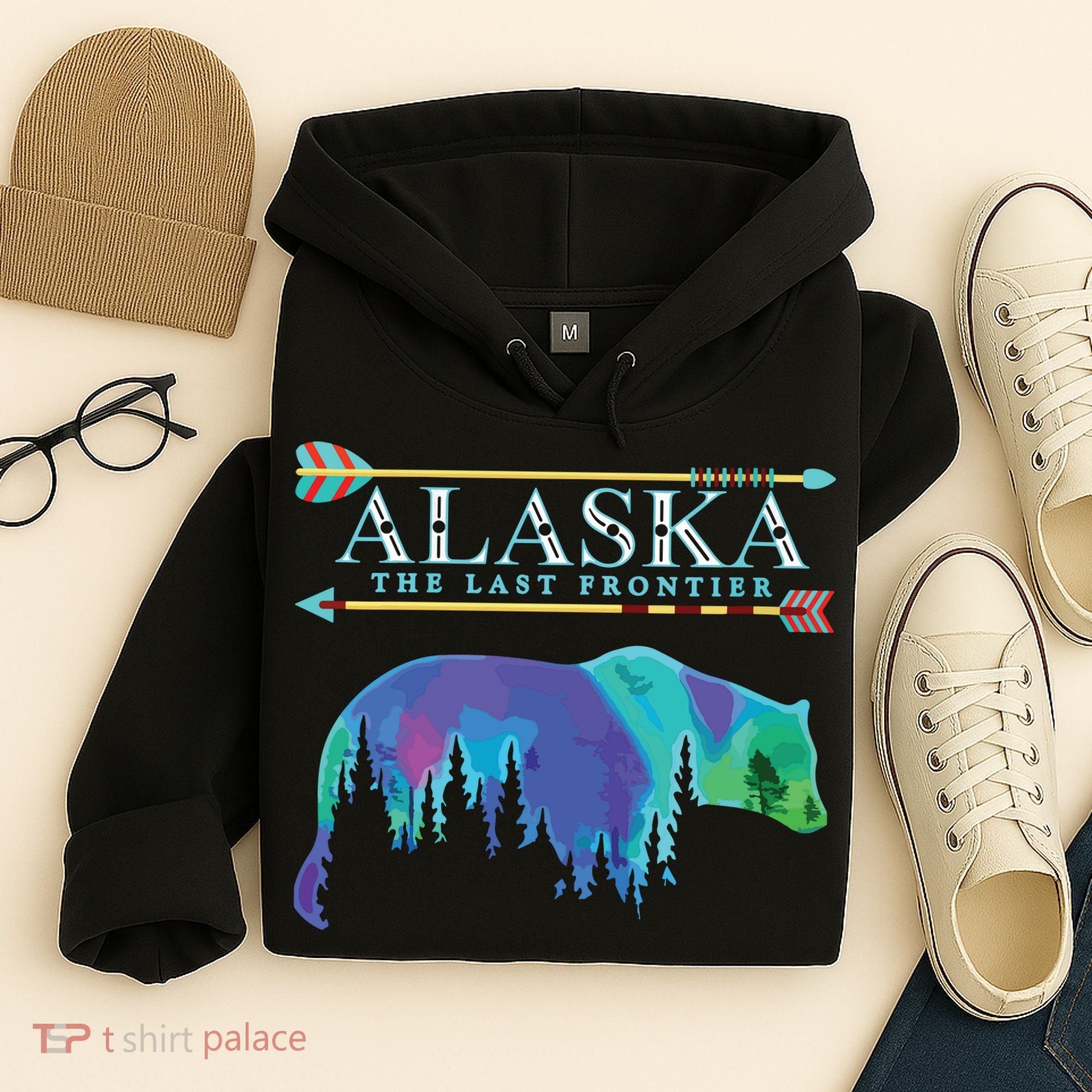 Alaska State Pride Alaska Northern Lights Alaskan Bear Hoodie