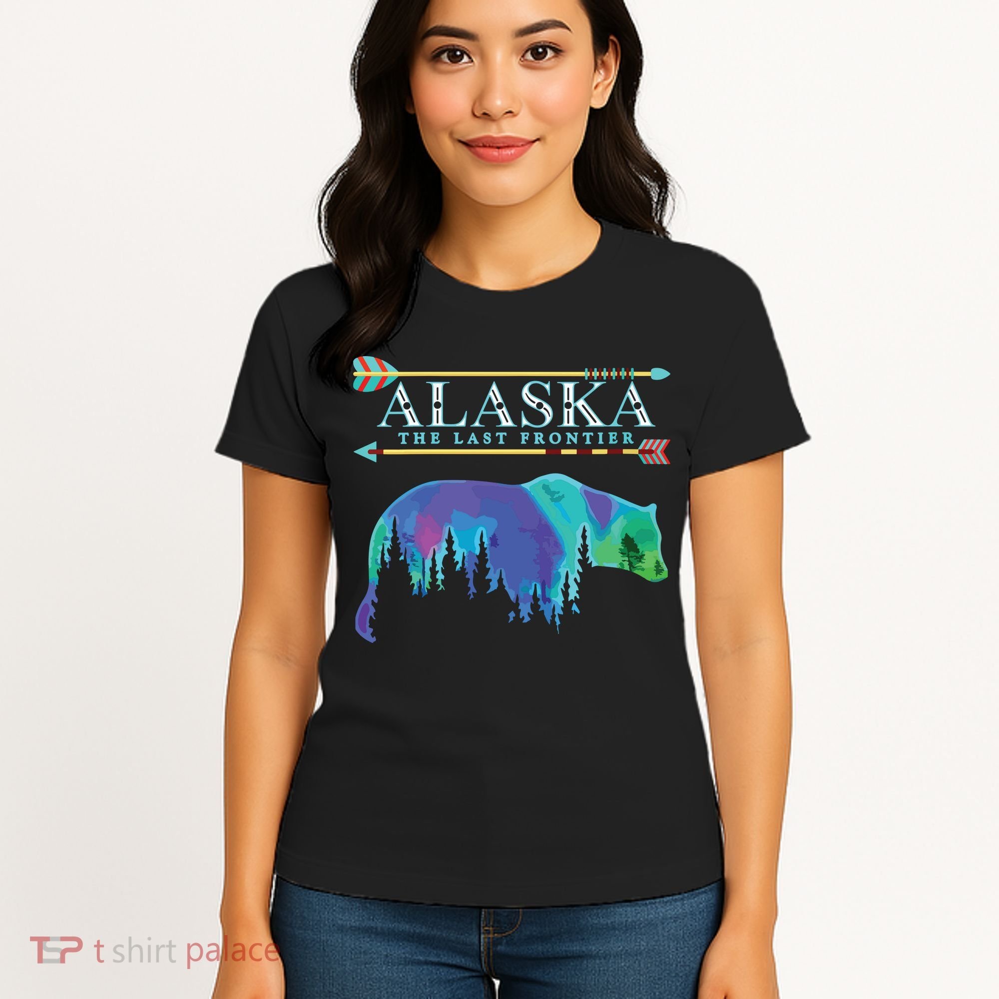 Alaska State Pride Alaska Northern Lights Alaskan Bear Women's T-Shirt