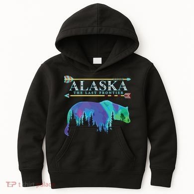 Alaska State Pride Alaska Northern Lights Alaskan Bear Kids Hoodie