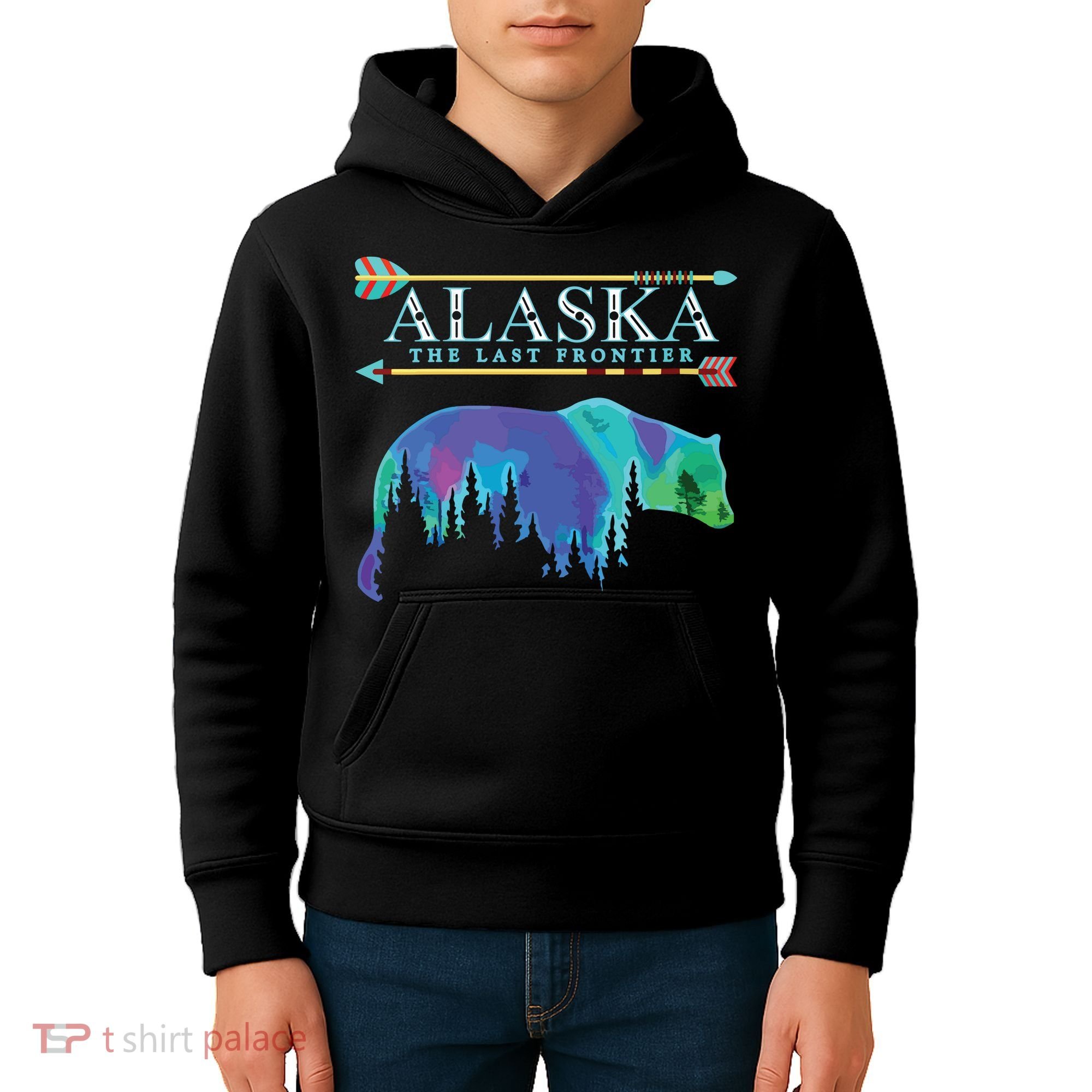 Alaska State Pride Alaska Northern Lights Alaskan Bear Kids Hoodie