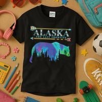 Alaska State Pride Alaska Northern Lights Alaskan Bear Kids T-Shirt thumb 3