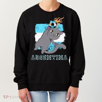 Argentina Soccer Player Cat Argentinian Flag Argentina Women's Sweatshirt