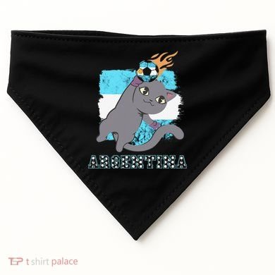 Argentina Soccer Player Cat Argentinian Flag Argentina USA-Made Doggie Bandana
