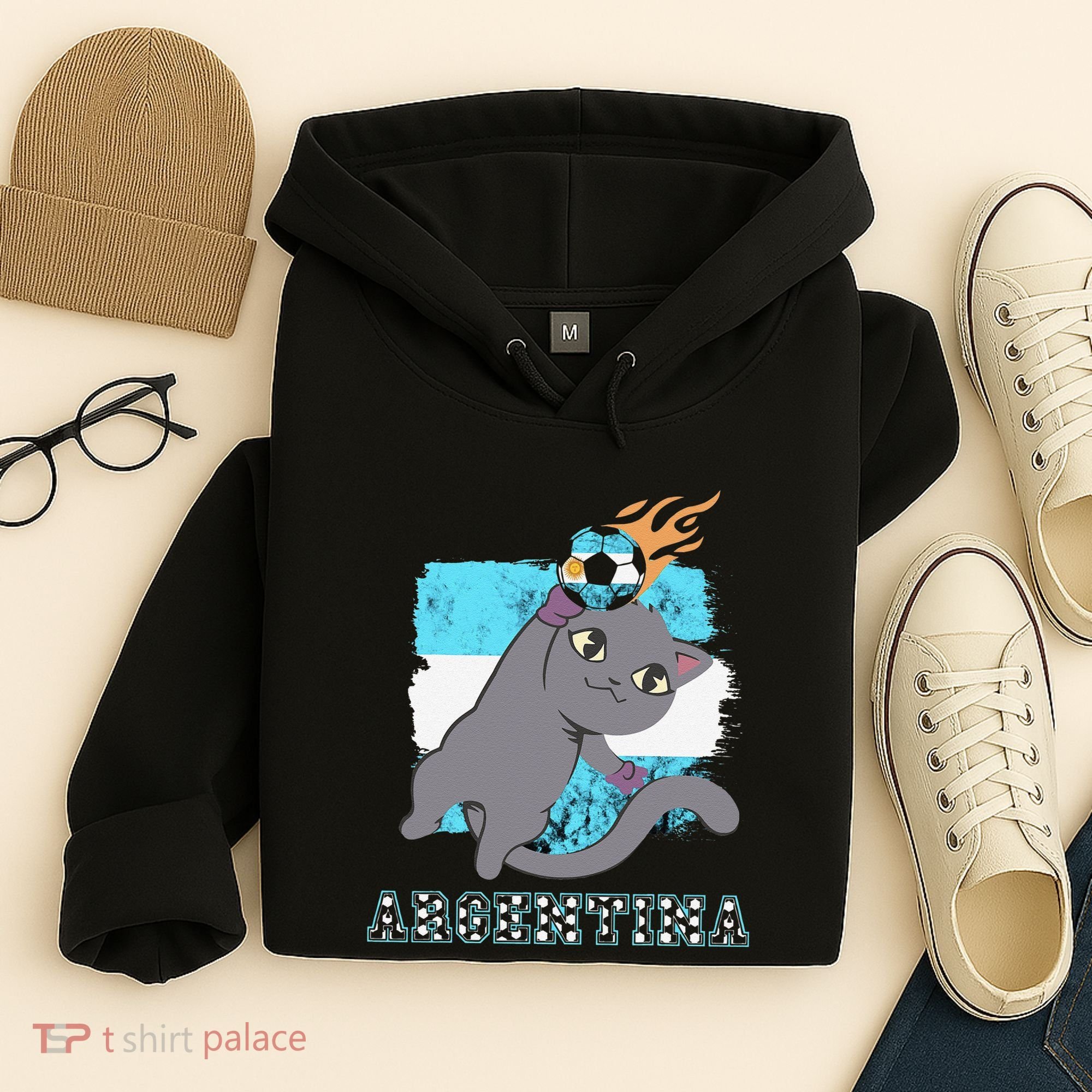 Argentina Soccer Player Cat Argentinian Flag Argentina Hoodie