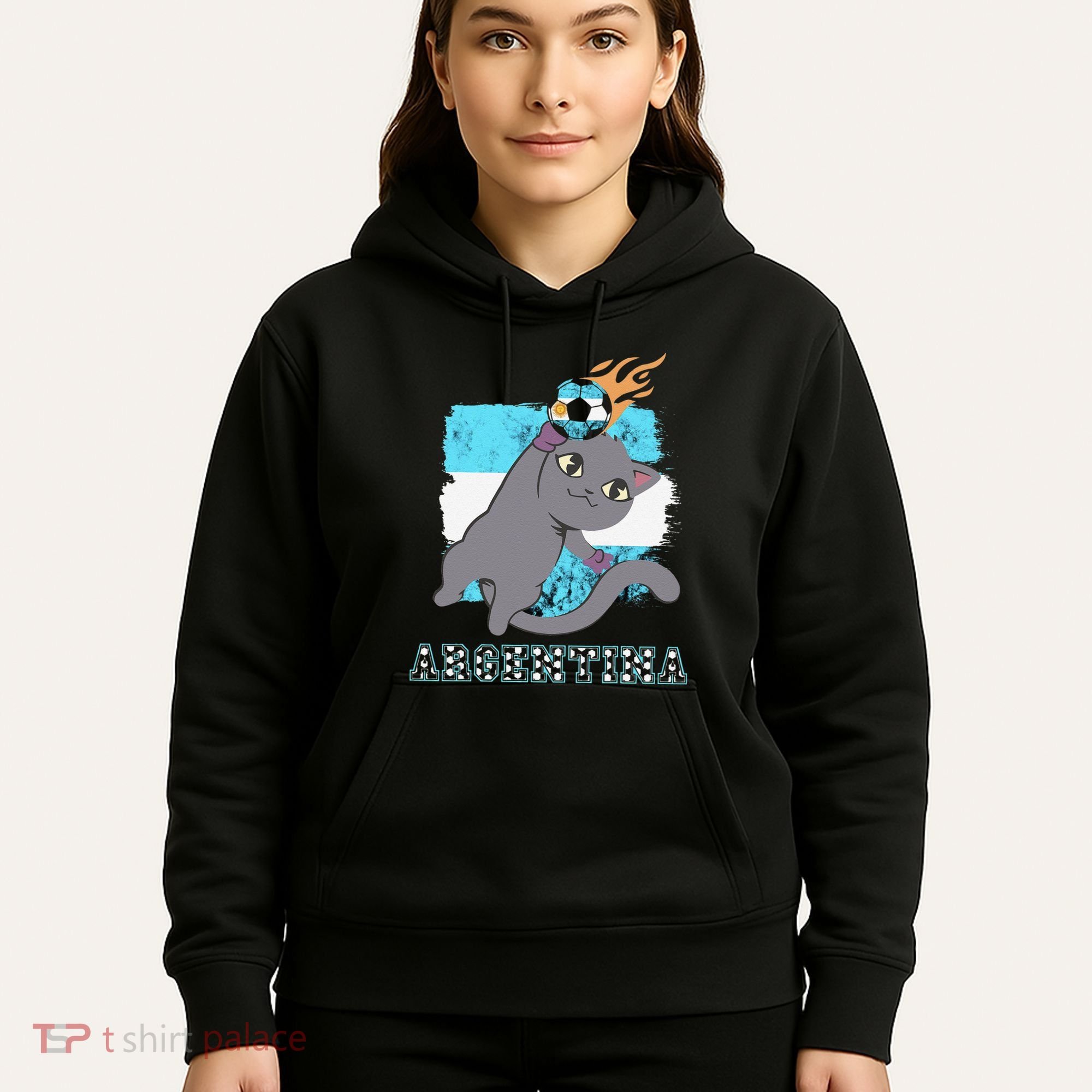 Argentina Soccer Player Cat Argentinian Flag Argentina Hoodie