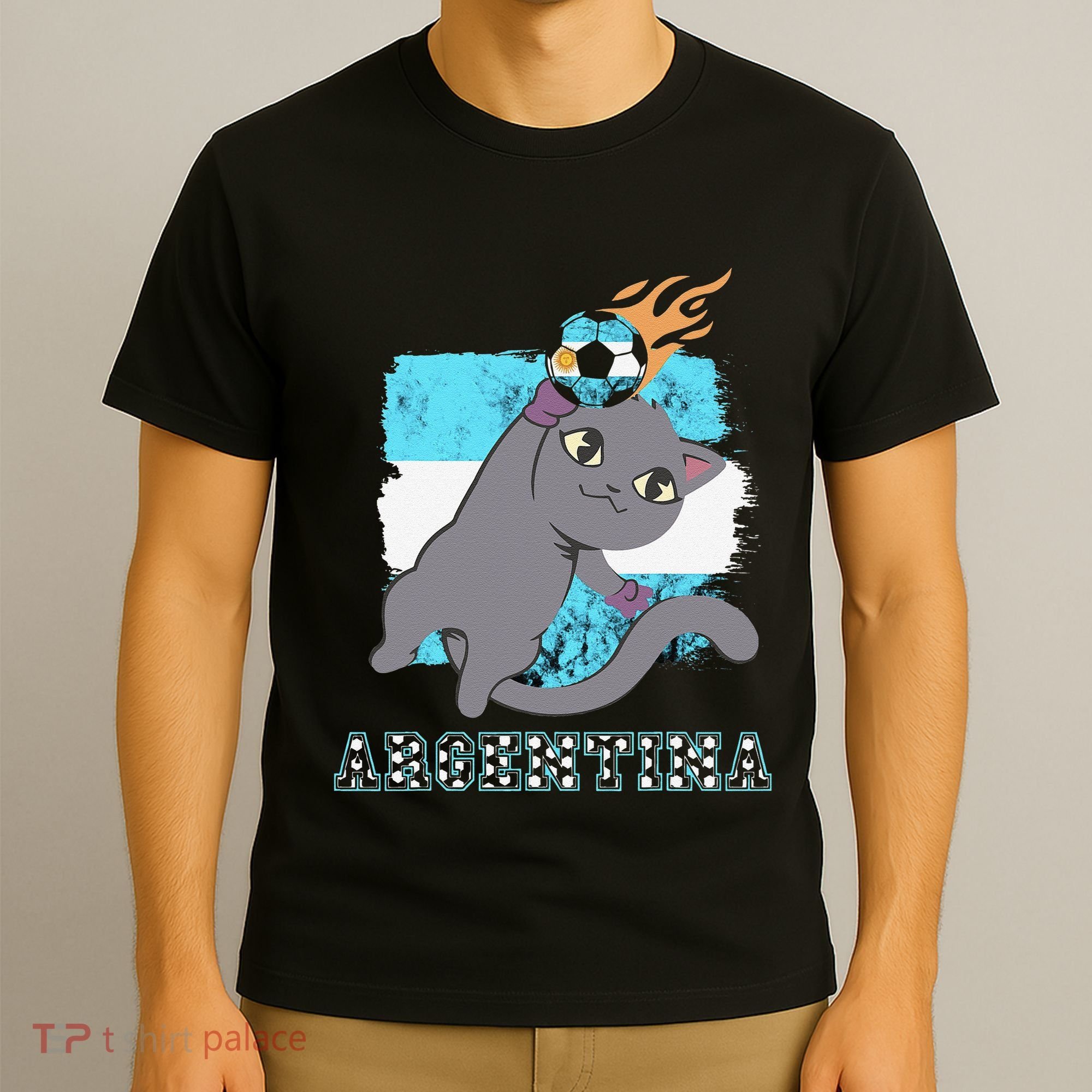 Argentina Soccer Player Cat Argentinian Flag Argentina T-Shirt