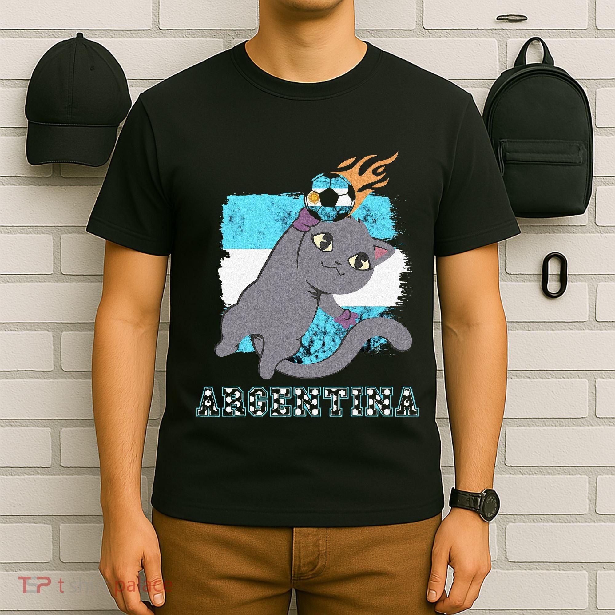 Argentina Soccer Player Cat Argentinian Flag Argentina T-Shirt