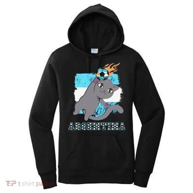 Argentina Soccer Player Cat Argentinian Flag Argentina Women's Hoodie