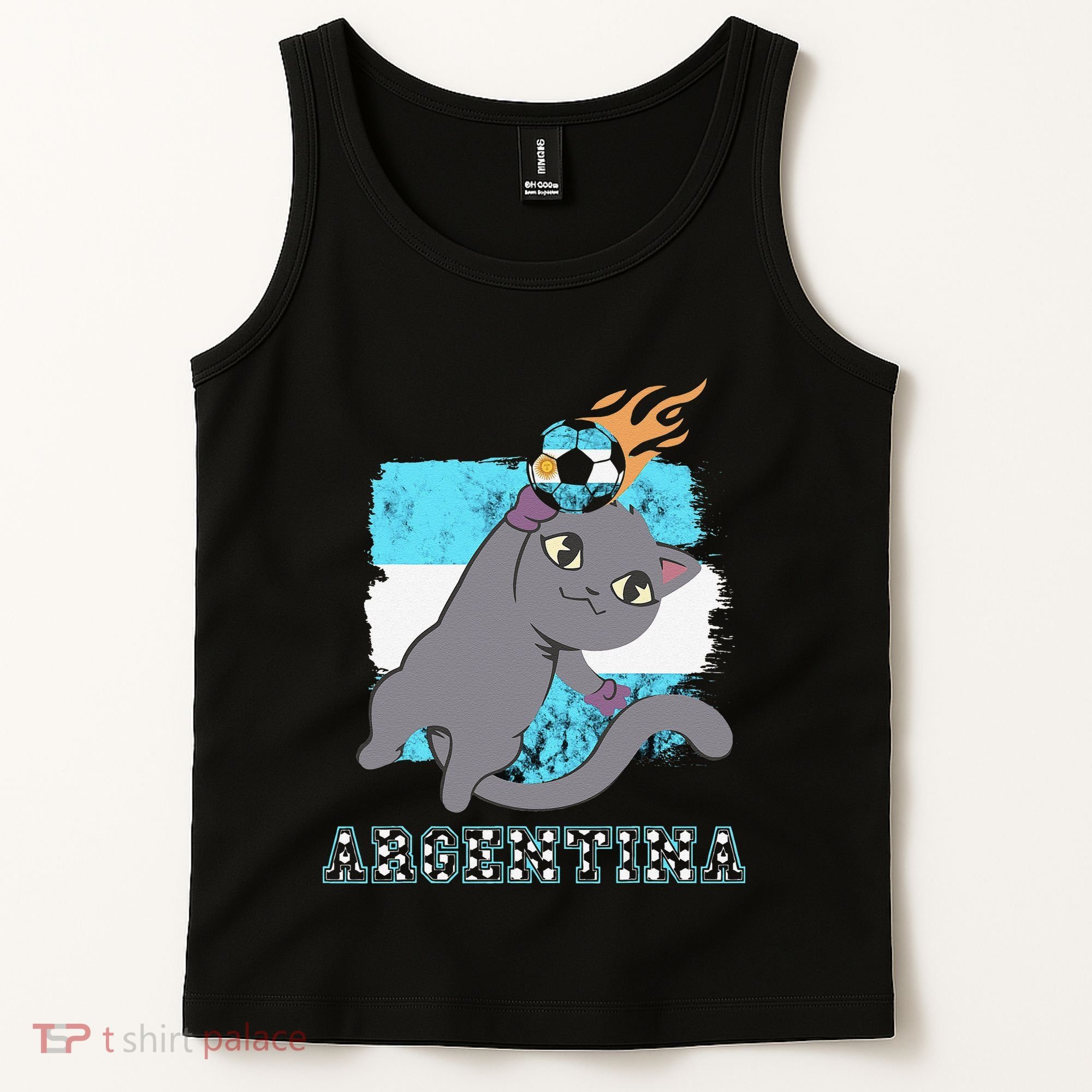 Argentina Soccer Player Cat Argentinian Flag Argentina Tank Top