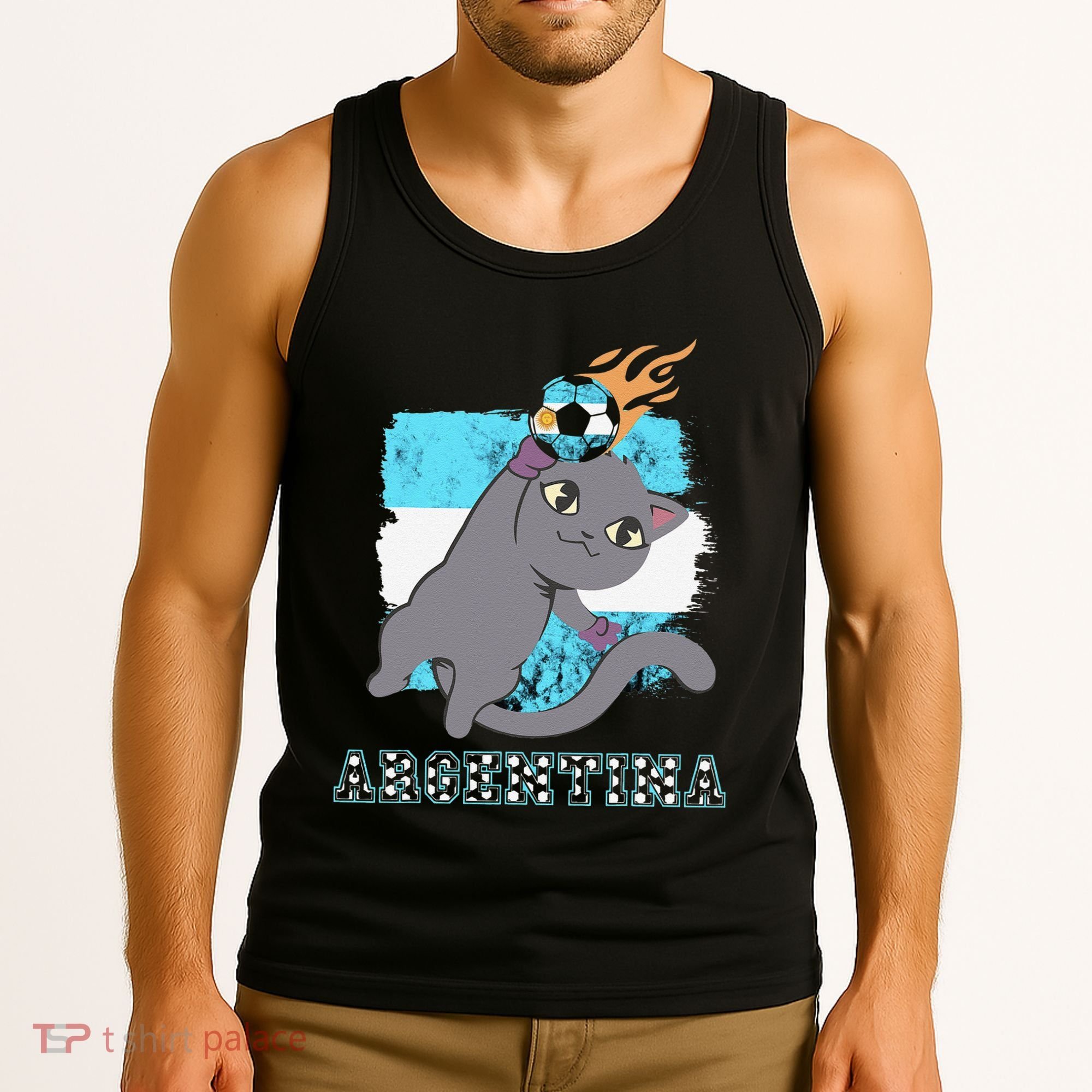 Argentina Soccer Player Cat Argentinian Flag Argentina Tank Top