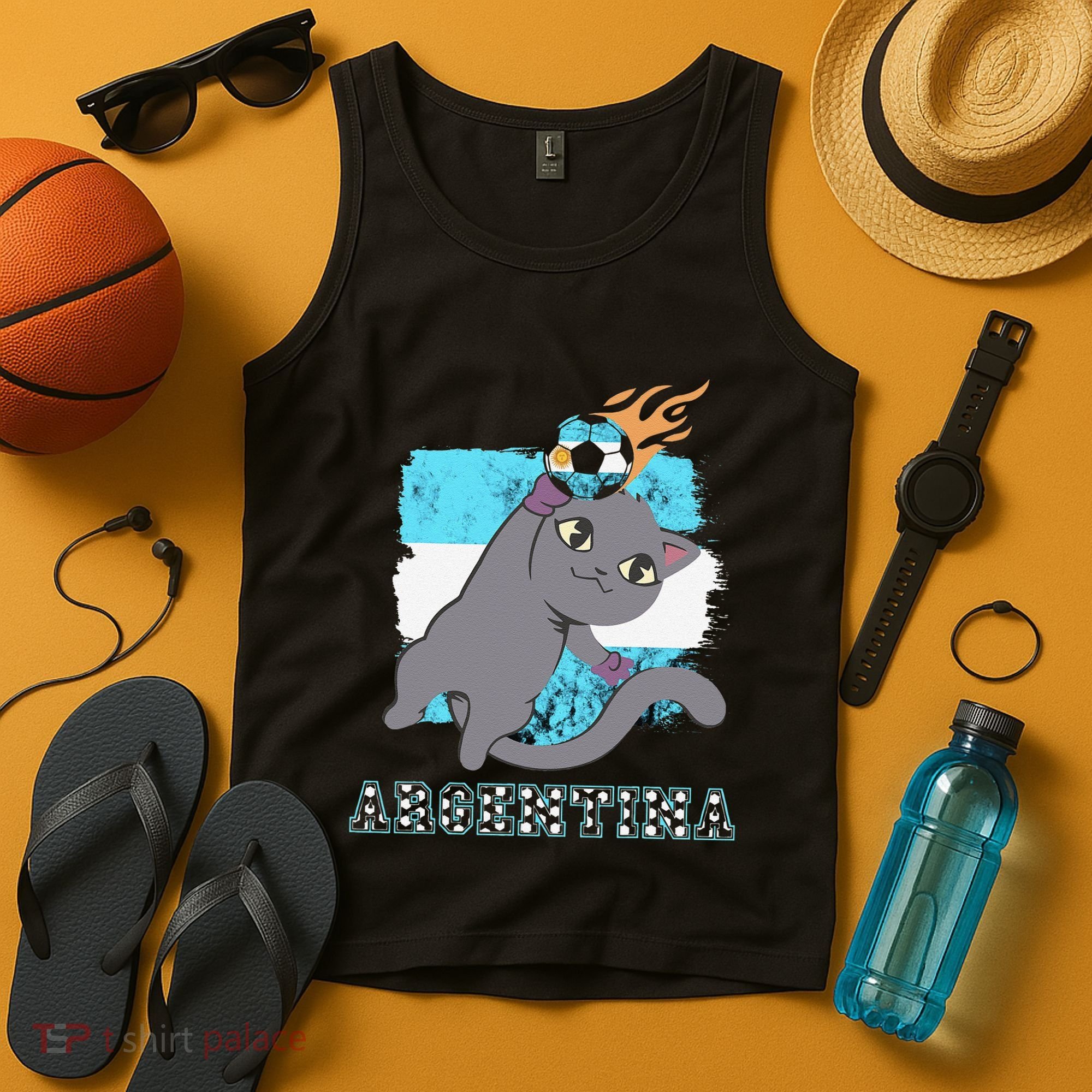 Argentina Soccer Player Cat Argentinian Flag Argentina Tank Top