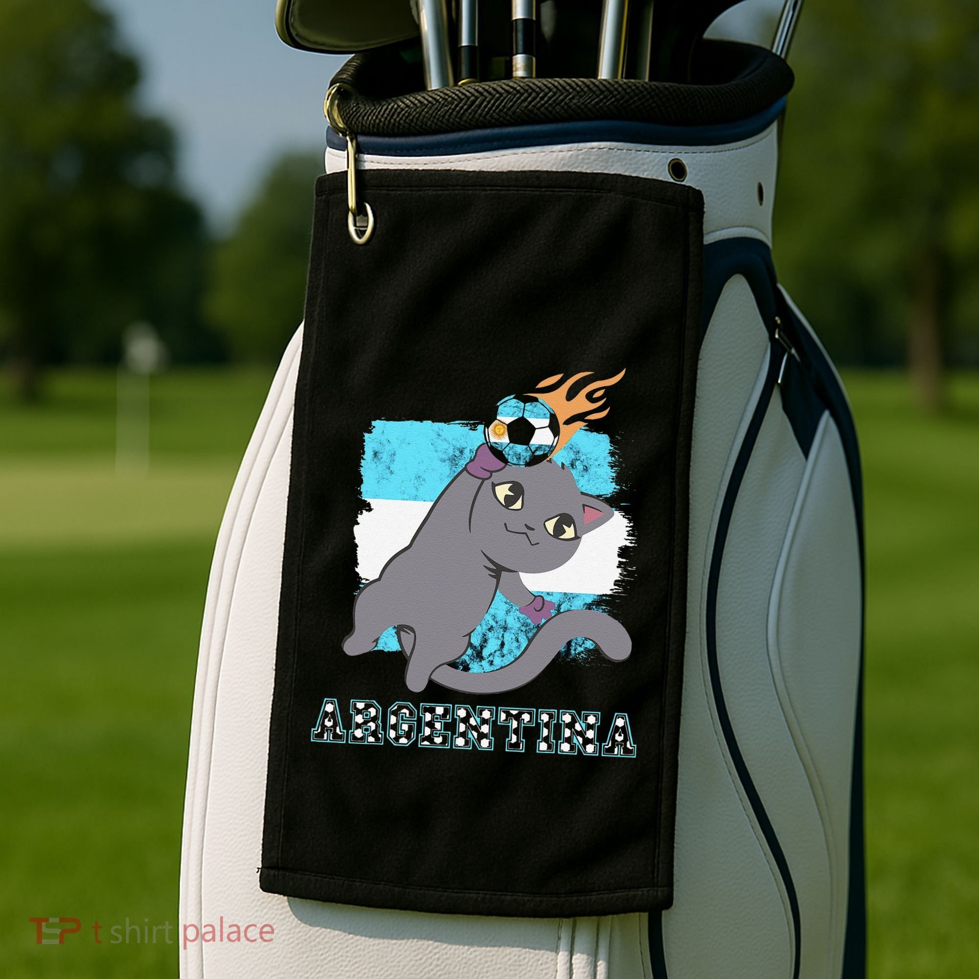 Argentina Soccer Player Cat Argentinian Flag Argentina Golf Towel