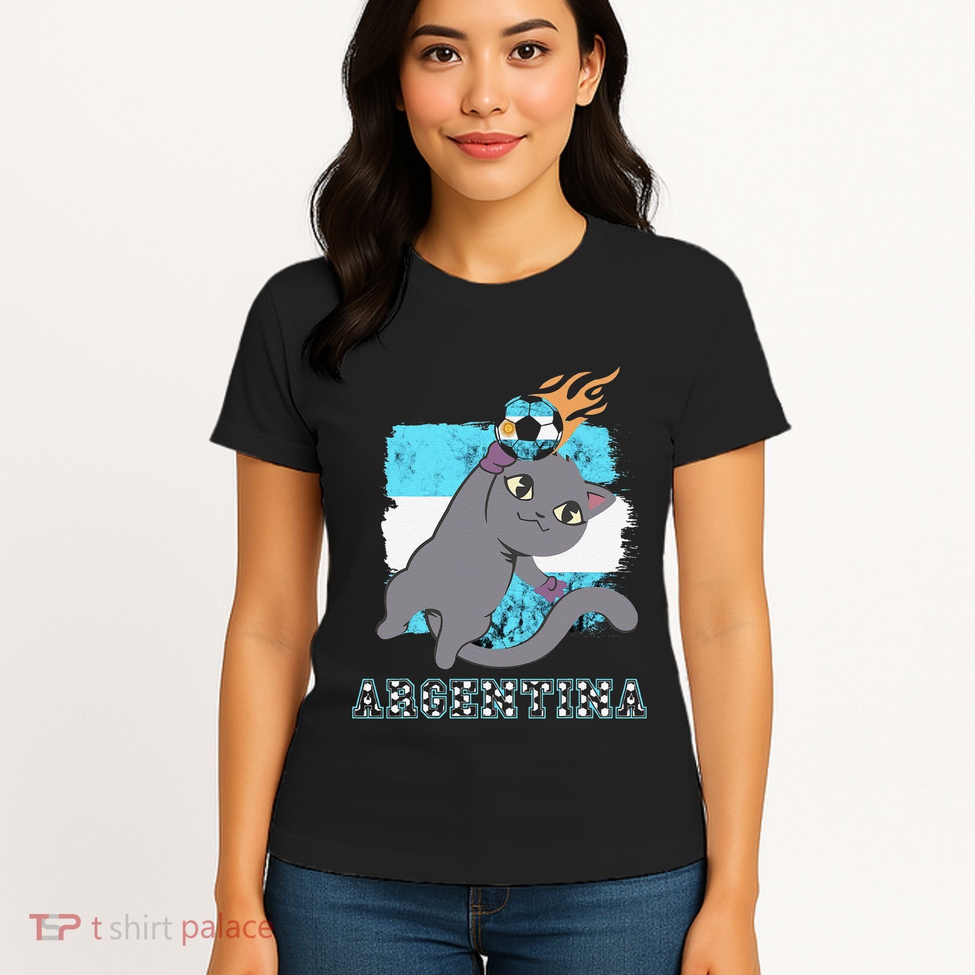 Argentina Soccer Player Cat Argentinian Flag Argentina Women's T-Shirt