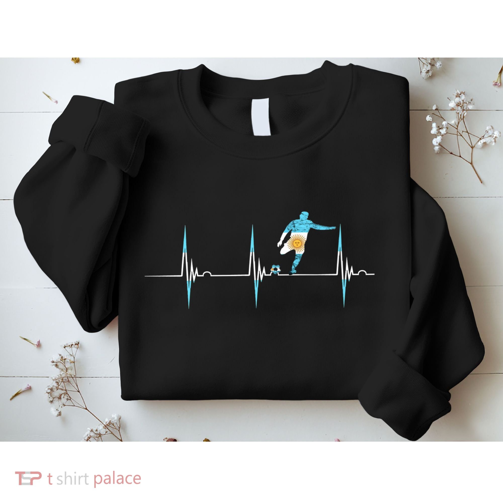 Argentina Soccer Player Ball Heartbeat EKG Pulse Argentina Sweatshirt