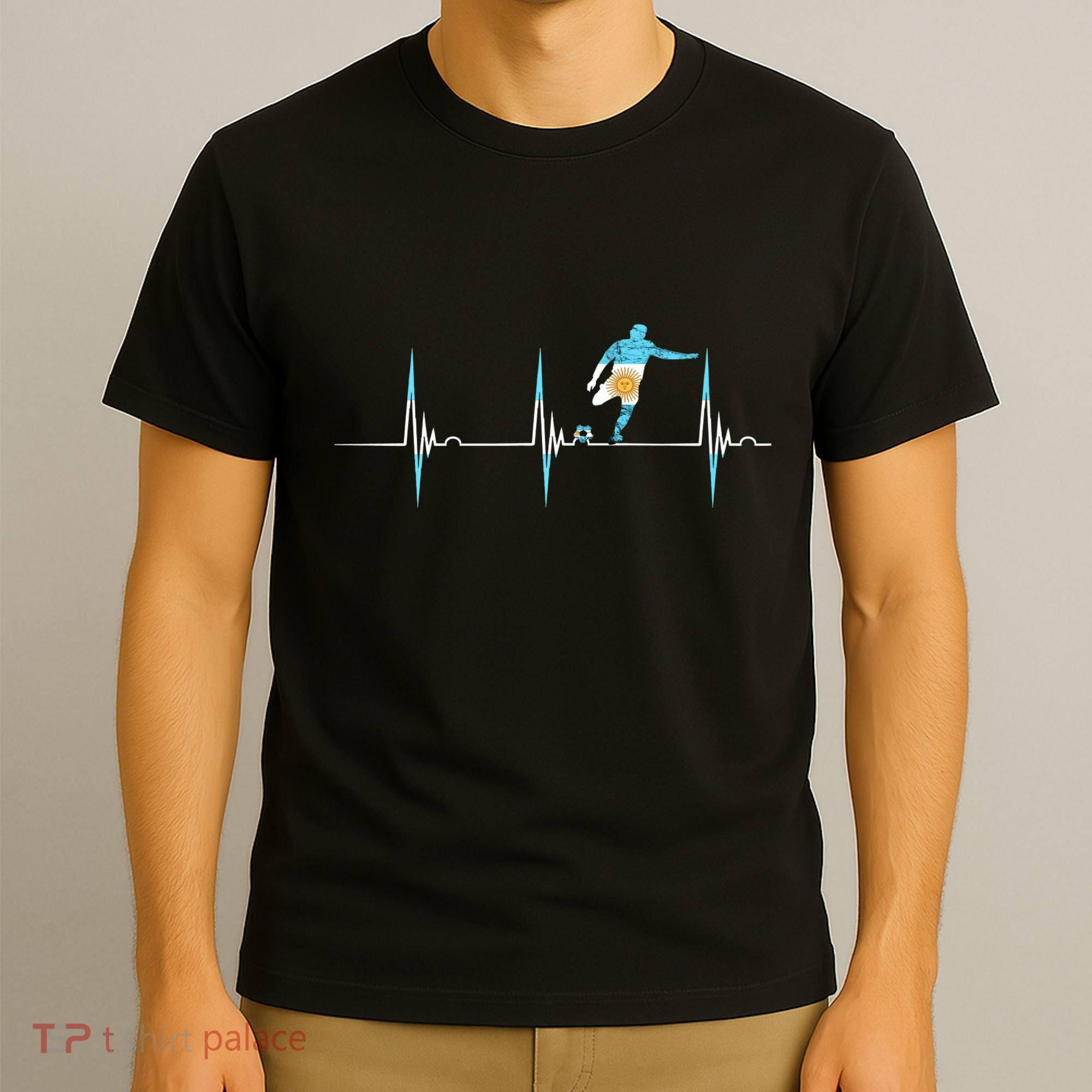Argentina Soccer Player Ball Heartbeat EKG Pulse Argentina T-Shirt