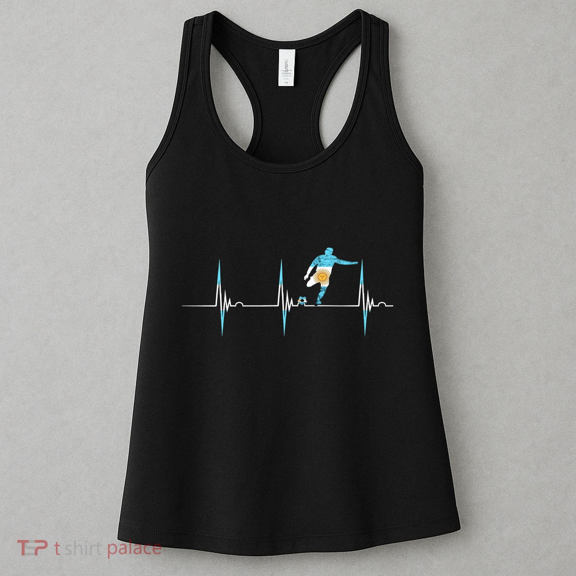 Argentina Soccer Player Ball Heartbeat EKG Pulse Argentina Women's Tank Top