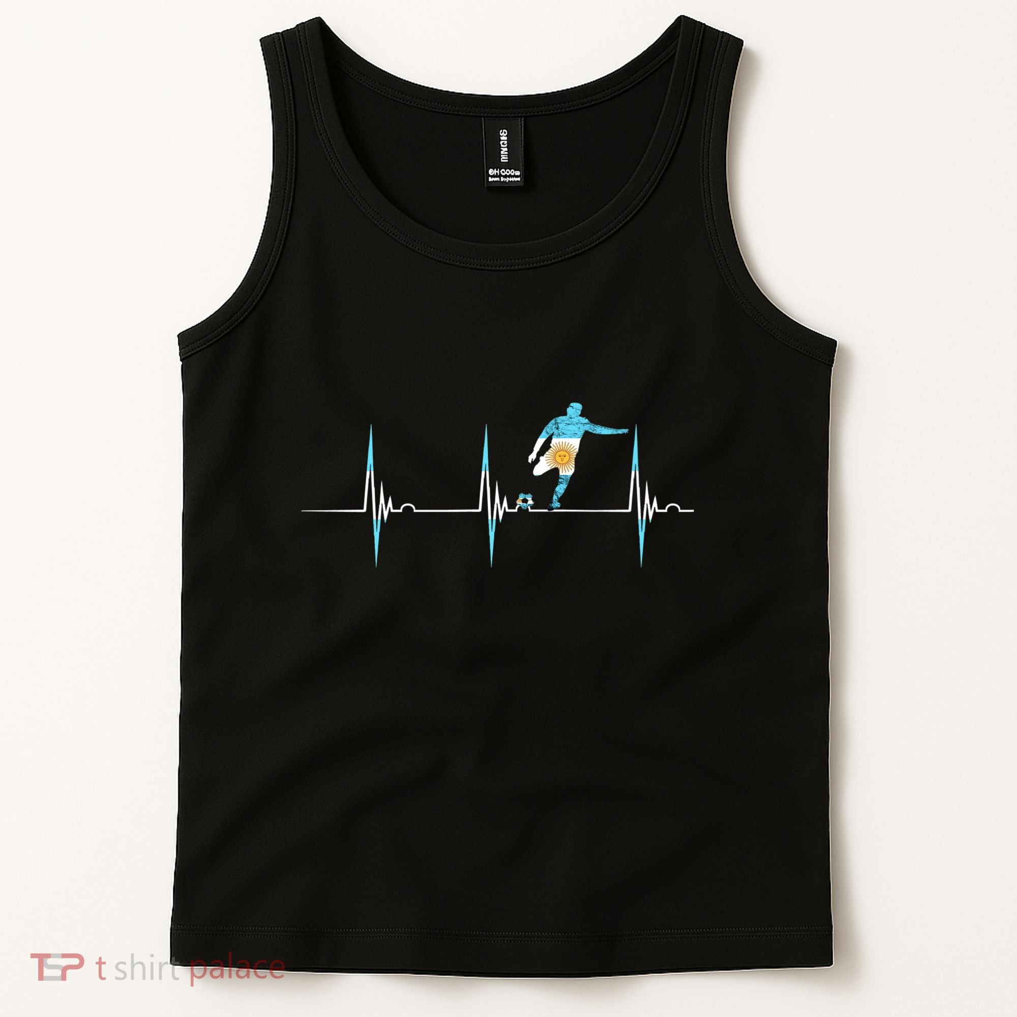 Argentina Soccer Player Ball Heartbeat EKG Pulse Argentina Tank Top