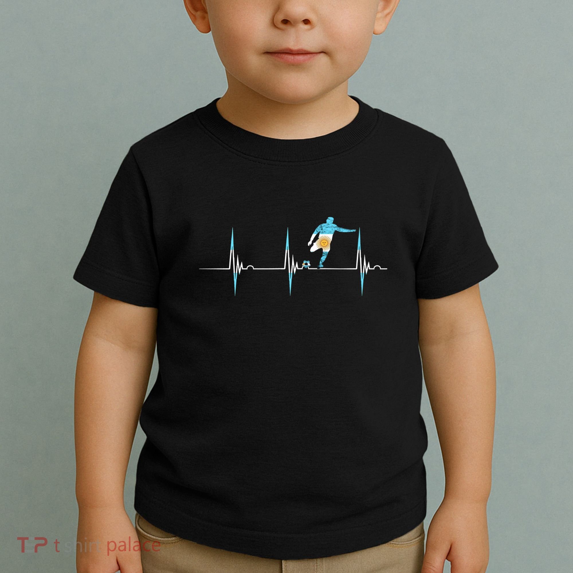 Argentina Soccer Player Ball Heartbeat EKG Pulse Argentina Toddler T-Shirt