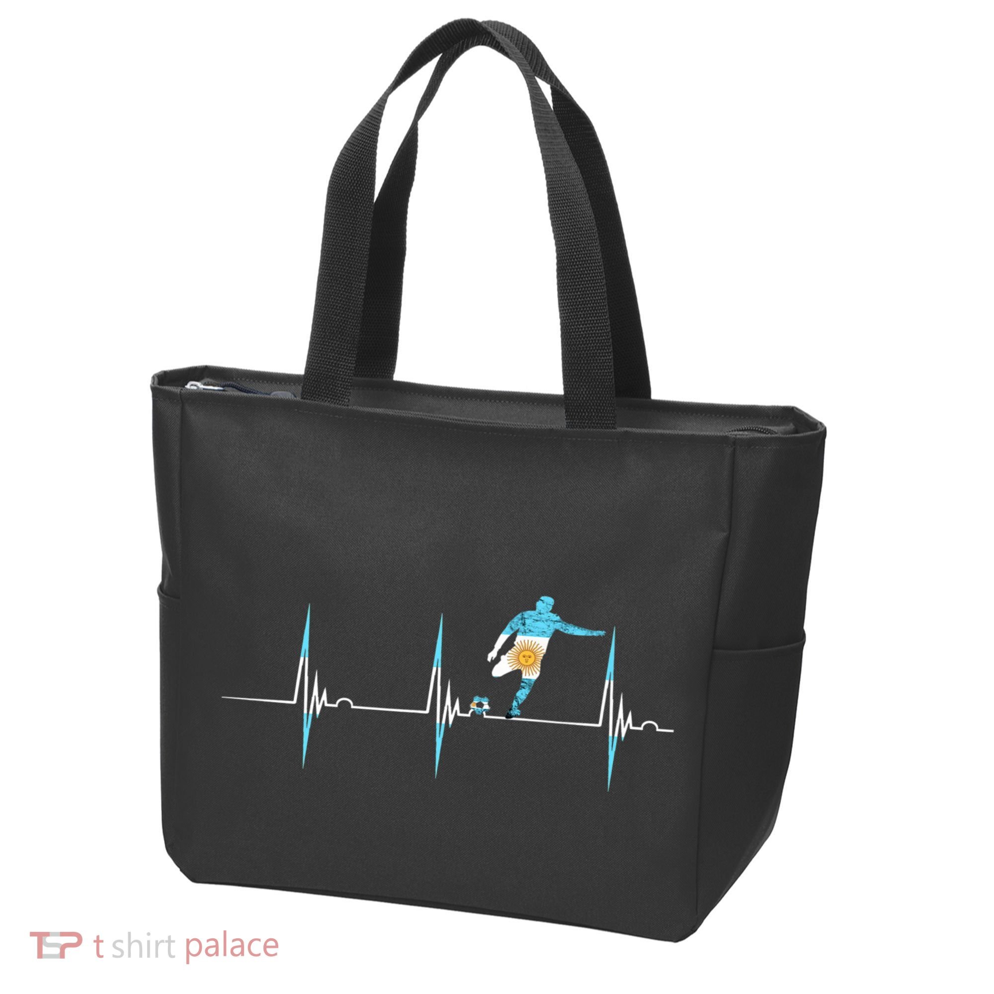 Argentina Soccer Player Ball Heartbeat EKG Pulse Argentina Tote Bag