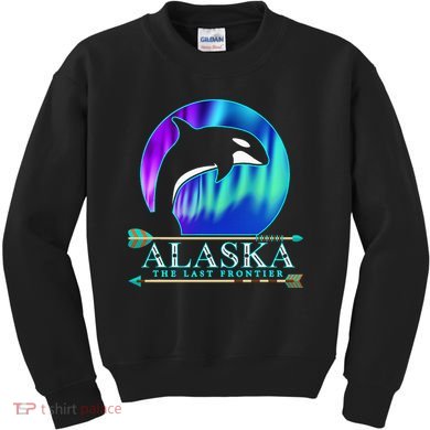 Alaska State Pride Alaska Northern Lights Alaskan Orca Whale Kids Sweatshirt