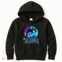 Alaska State Pride Alaska Northern Lights Alaskan Orca Whale Kids Hoodie thumb 0