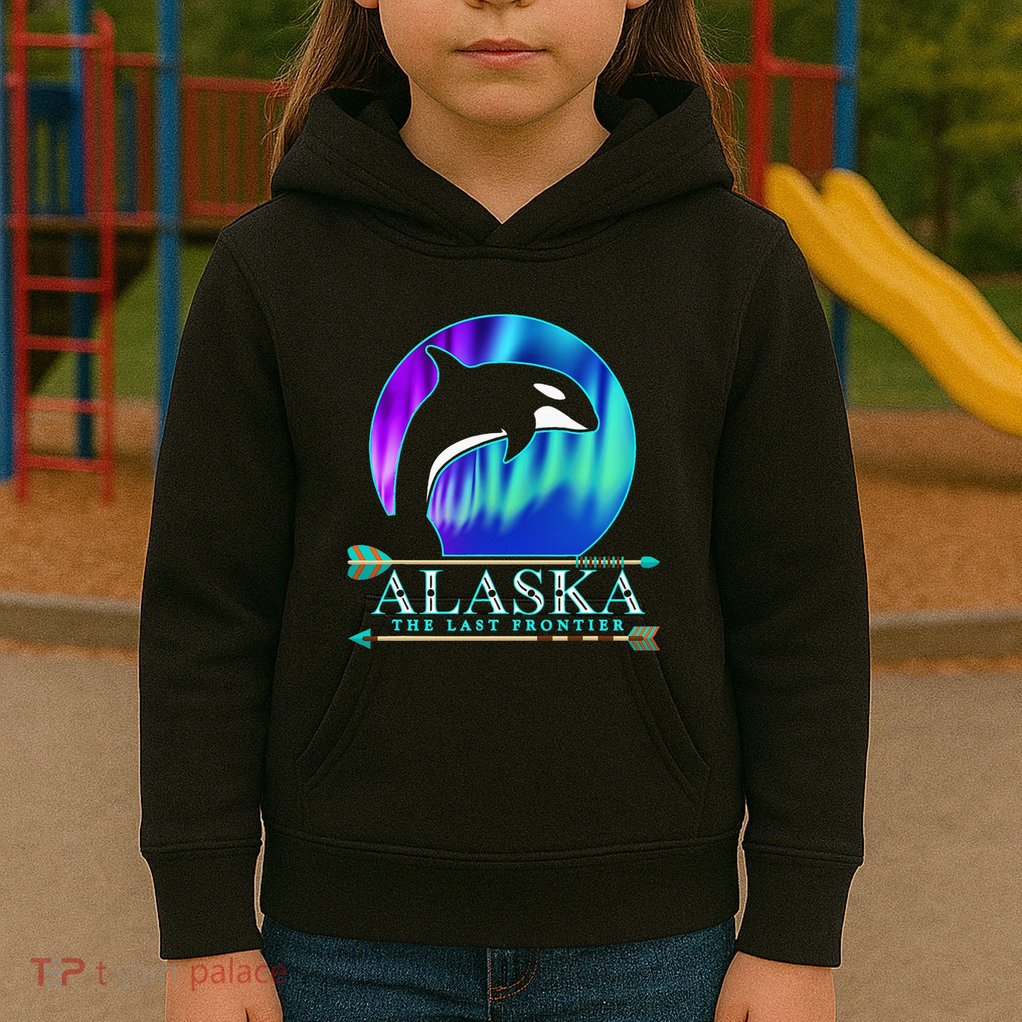 Alaska State Pride Alaska Northern Lights Alaskan Orca Whale Kids Hoodie