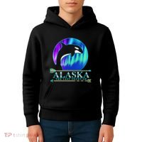 Alaska State Pride Alaska Northern Lights Alaskan Orca Whale Kids Hoodie thumb 4