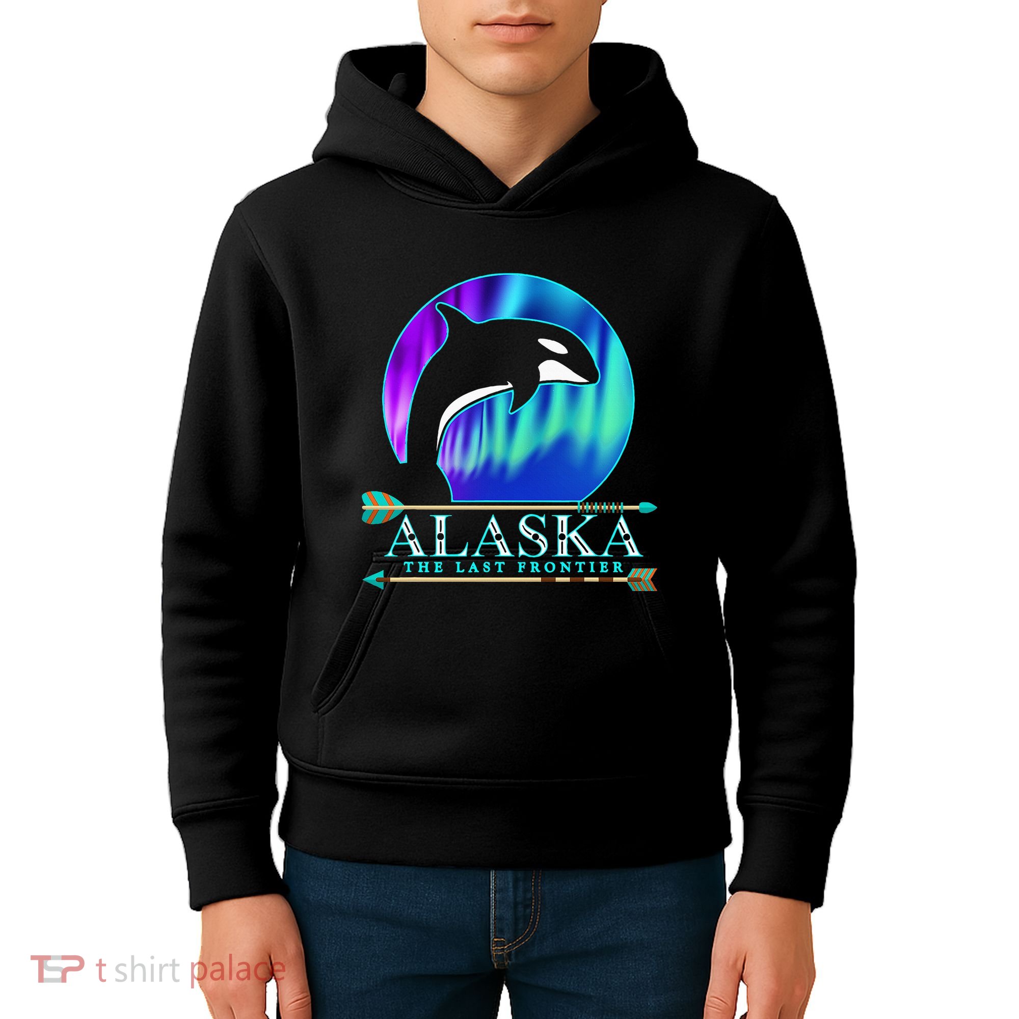 Alaska State Pride Alaska Northern Lights Alaskan Orca Whale Kids Hoodie