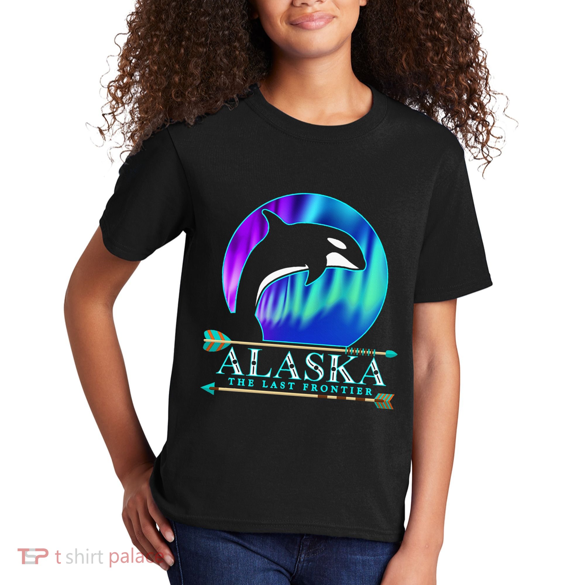 Alaska State Pride Alaska Northern Lights Alaskan Orca Whale Kids T-Shirt